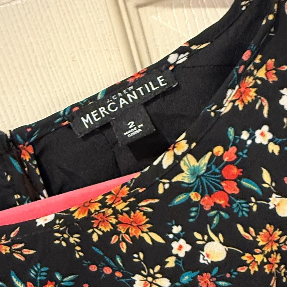 J Crew Mercantile black floral dress, size 2